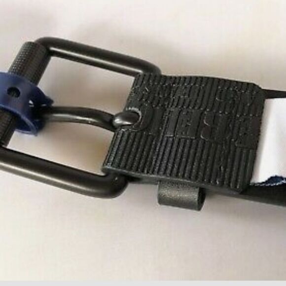 True Religion Van Textured Logo Repeat Roller Buckle Belt Size 36 - 38 - Picture 7 of 7